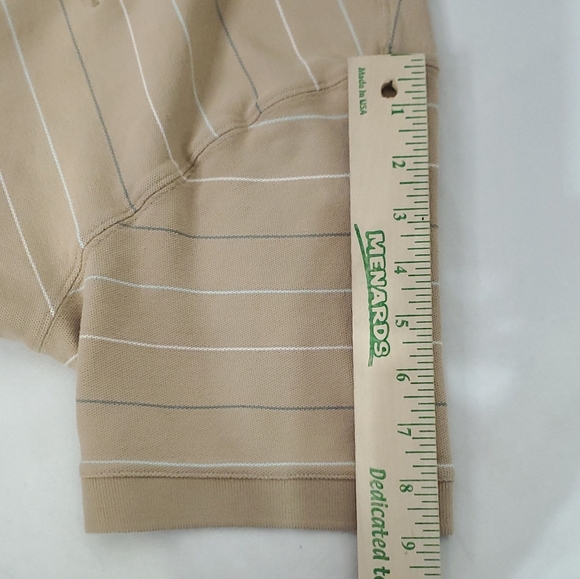 Patagonia Polo Shirt Mens Short Sleeve Tan Striped Organic Cotton Size Medium - Picture 9 of 10